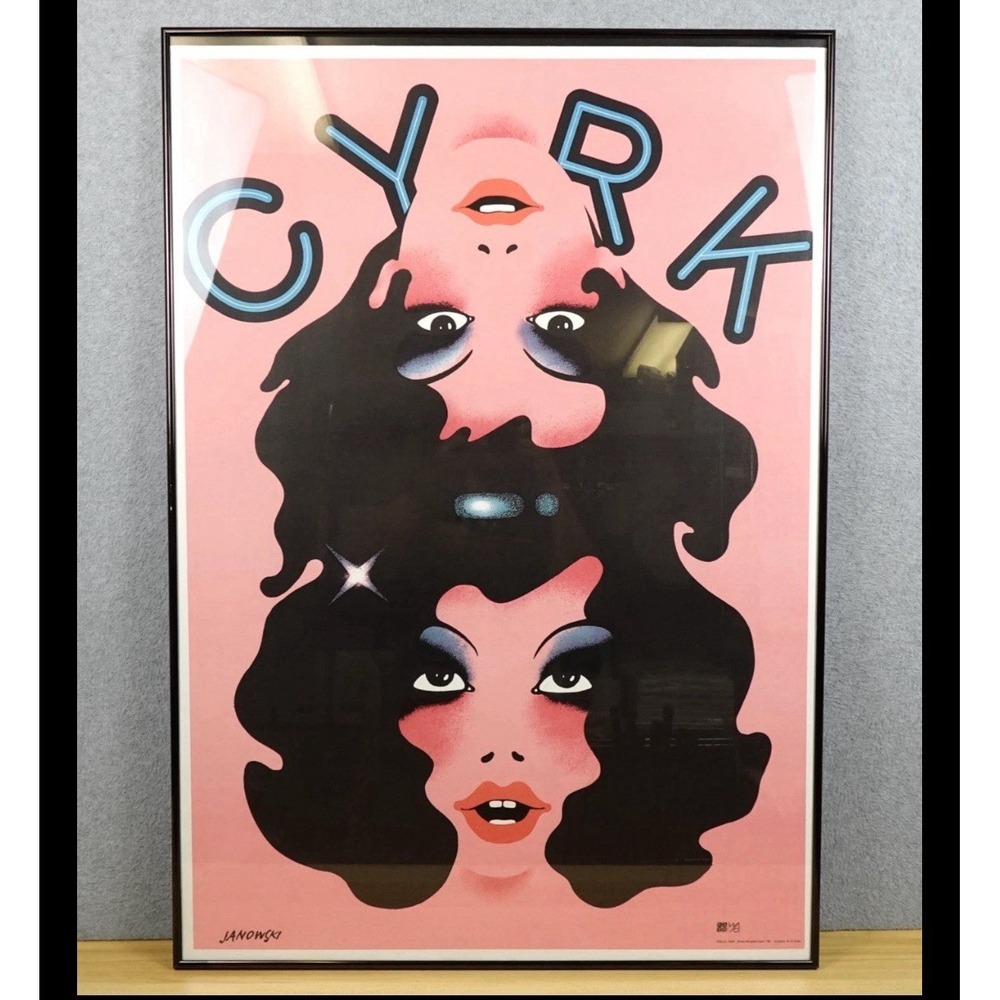 Vintage CYRK Polish Circus Poster Two Headed Woman Witold Janowski, Papers 1974